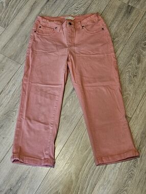 Campbell Chase Mid-rise Stretch Pink Denim Cropped Jeans Women's 28